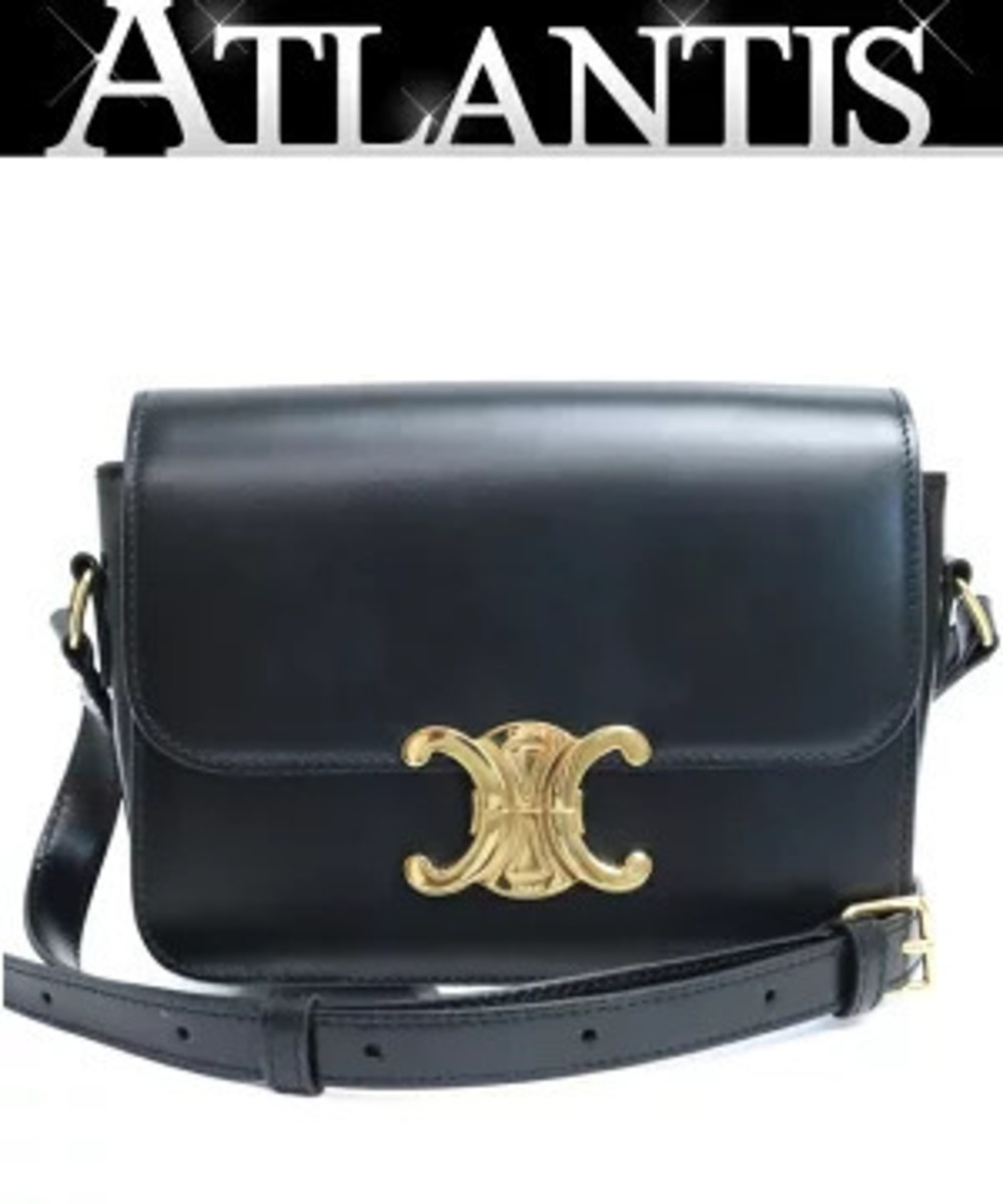 Celine Teen Triomphe shoulder bag black leather